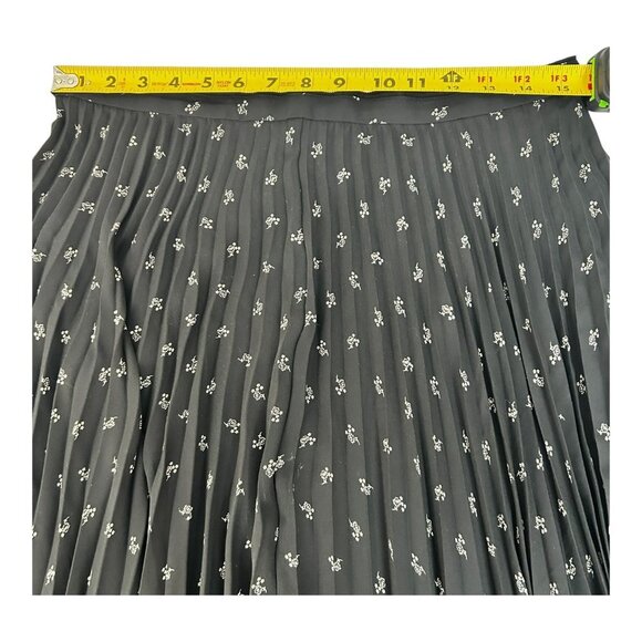 Vince Women’s Tossed Ditsy Floral Pleated Midi Flowy Skirt Black & Cream | Sz 10 - Picture 5 of 11
